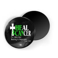 Lymphoma Survivors Lime Green Ribbon He Can Heal Cancer Magnet