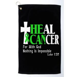 Lymphoma Survivors Lime Green Ribbon He Can Heal Cancer Platinum Collection Golf Towel