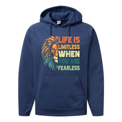 Leo Season Lion Motivational Inspirational Performance Fleece Hoodie