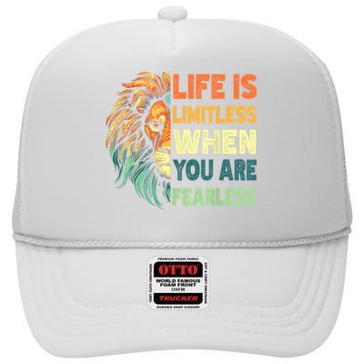 Leo Season Lion Motivational Inspirational High Crown Mesh Back Trucker Hat