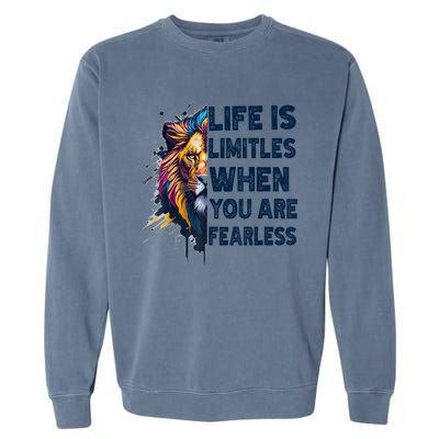 Leo Season Lion Motivational Inspirational Garment-Dyed Sweatshirt