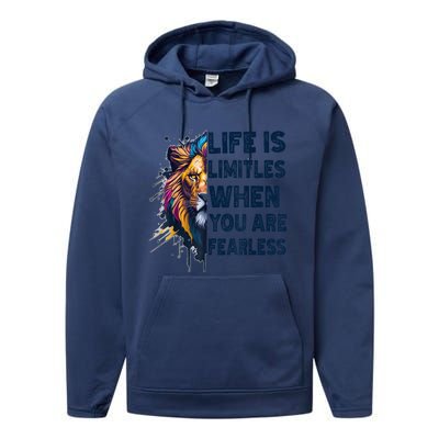 Leo Season Lion Motivational Inspirational Performance Fleece Hoodie