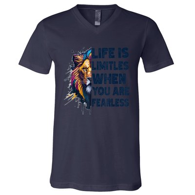 Leo Season Lion Motivational Inspirational V-Neck T-Shirt