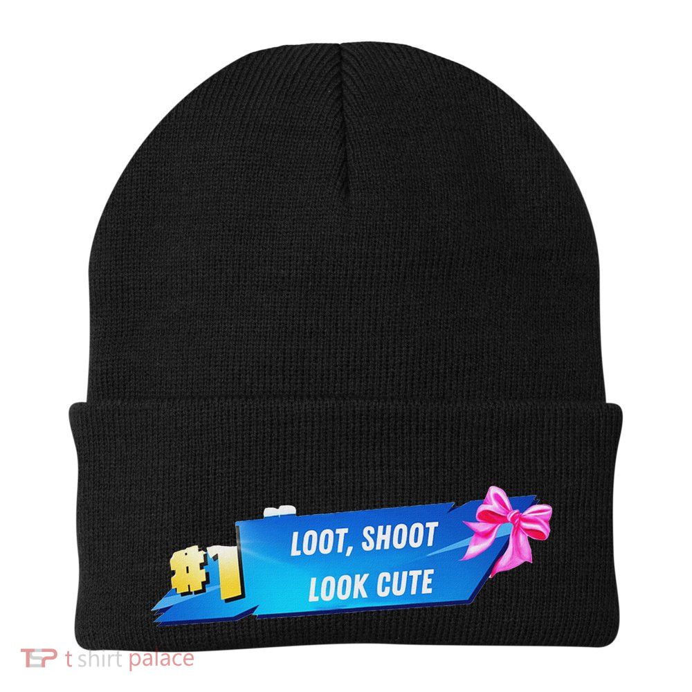 Loot Shoot Look Cute Gamer Girl Egirl Funny Cute Comfy Sassy Beanie