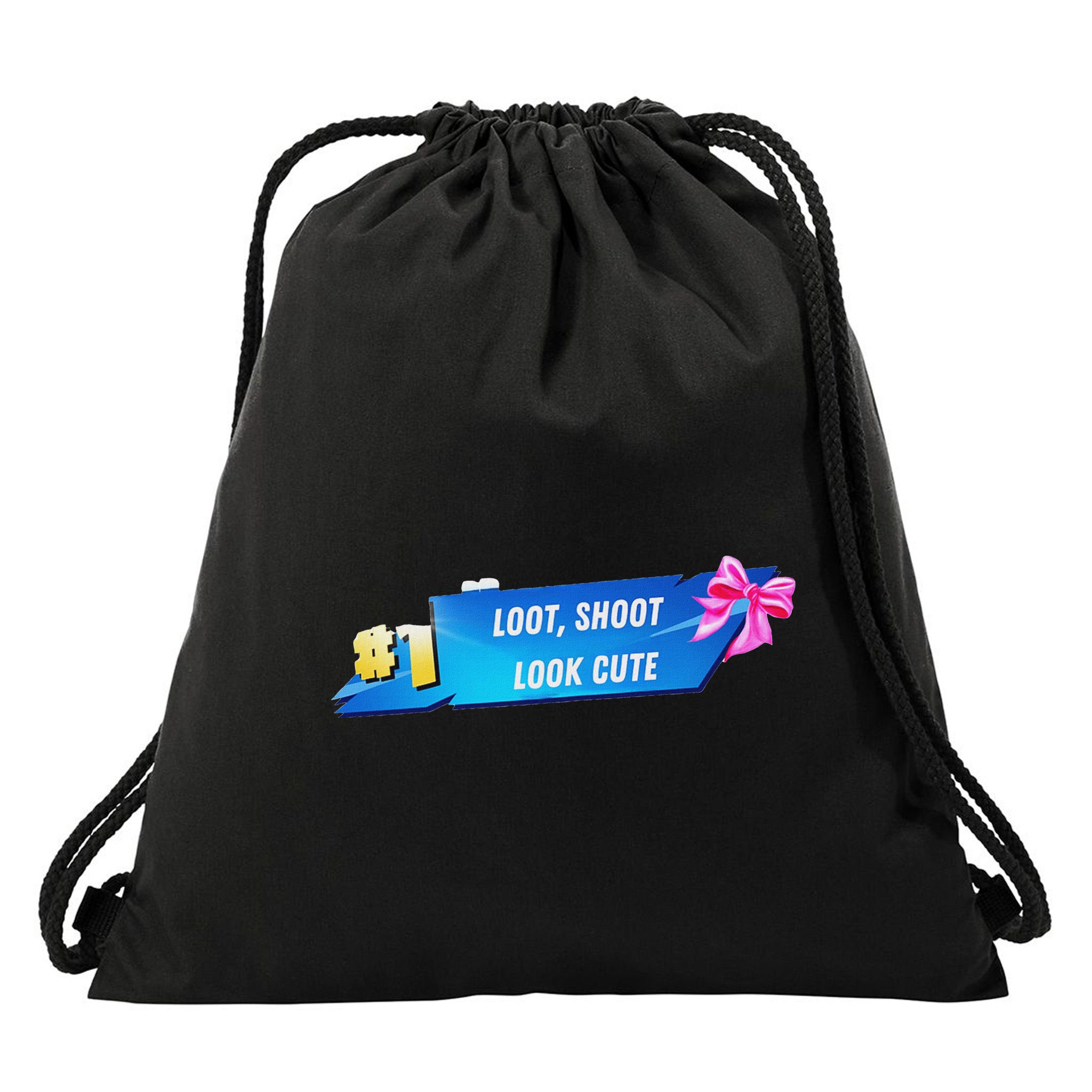 Loot Shoot Look Cute Gamer Girl Egirl Funny Cute Comfy Sassy Drawstring Bag