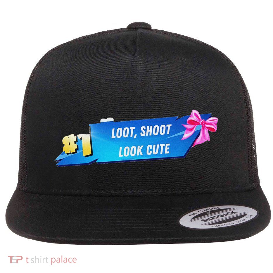Loot Shoot Look Cute Gamer Girl Egirl Funny Cute Comfy Sassy Flatbill Hat