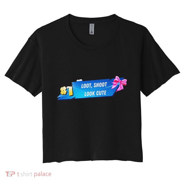Loot Shoot Look Cute Gamer Girl Egirl Funny Cute Comfy Sassy Crop Top