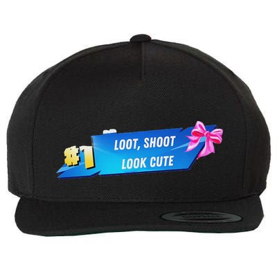 Loot Shoot Look Cute Gamer Girl Egirl Funny Cute Comfy Sassy Wool Snapback Cap