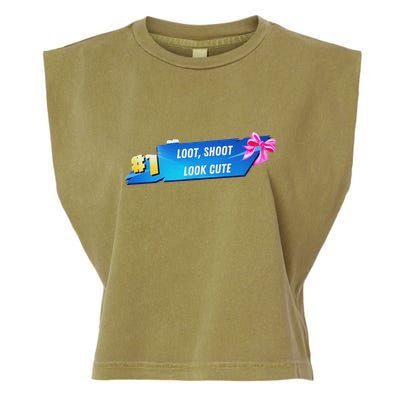 Loot Shoot Look Cute Gamer Girl Egirl Funny Cute Comfy Sassy Garment-Dyed Women's Muscle Tee