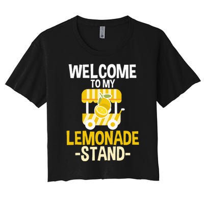 Lemonade Stand Lemon Citrus Beverage Juice Summer Drink Women's Crop Top Tee