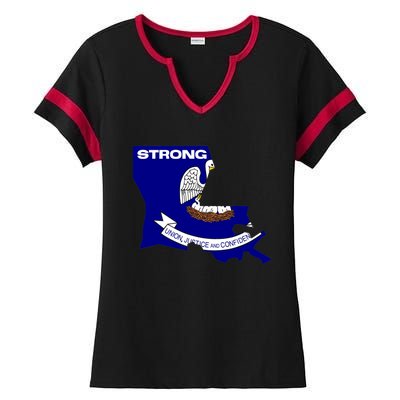 Louisiana Strong Ladies Halftime Notch Neck Tee