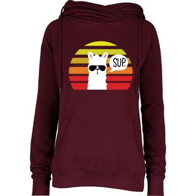 Llama SUP Womens Funnel Neck Pullover Hood