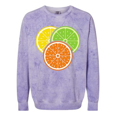 Lemon Slice Lime Orange Citrus Vegan Summer Fruit Colorblast Crewneck Sweatshirt