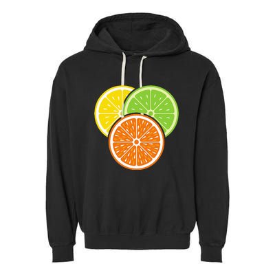 Lemon Slice Lime Orange Citrus Vegan Summer Fruit Garment-Dyed Fleece Hoodie