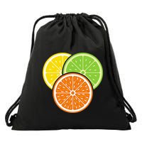 Lemon Slice Lime Orange Citrus Vegan Summer Fruit Drawstring Bag
