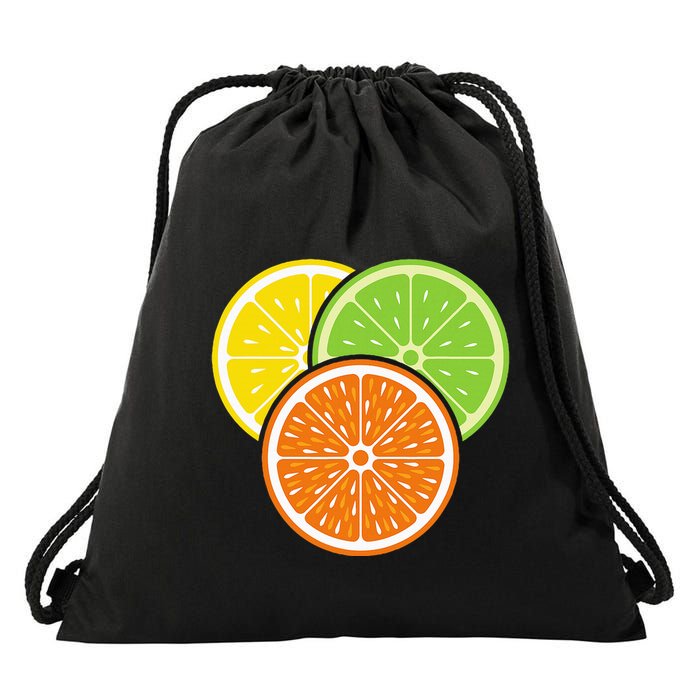 Lemon Slice Lime Orange Citrus Vegan Summer Fruit Drawstring Bag