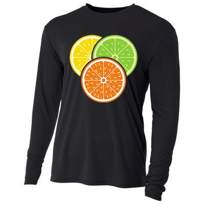 Lemon Slice Lime Orange Citrus Vegan Summer Fruit Cooling Performance Long Sleeve Crew