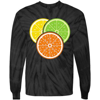 Lemon Slice Lime Orange Citrus Vegan Summer Fruit Tie-Dye Long Sleeve Shirt