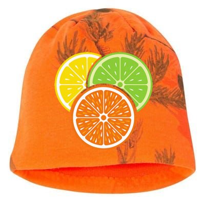 Lemon Slice Lime Orange Citrus Vegan Summer Fruit Kati - Camo Knit Beanie