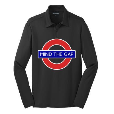 London Souvenir Mind The Gap Underground Tube Silk Touch Performance Long Sleeve Polo