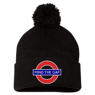 London Souvenir Mind The Gap Underground Tube Pom Pom 12in Knit Beanie