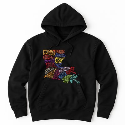 Louisiana State Map Mardi Gras Hoodie