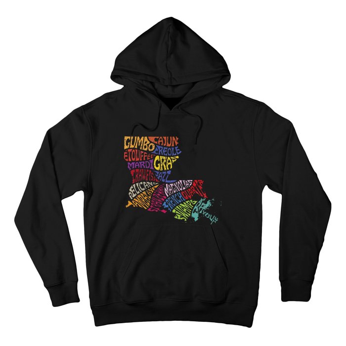 Louisiana State Map Mardi Gras Hoodie