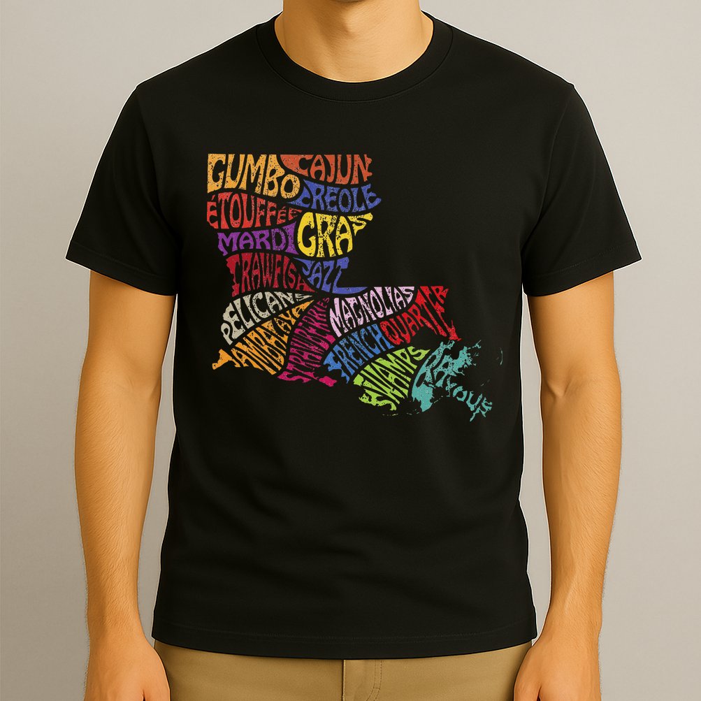 Louisiana State Map Mardi Gras T-Shirt