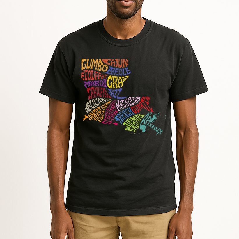 Louisiana State Map Mardi Gras Tall T-Shirt