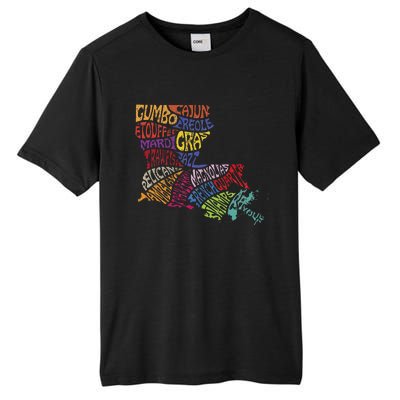 Louisiana State Map Mardi Gras Tall Fusion ChromaSoft Performance T-Shirt