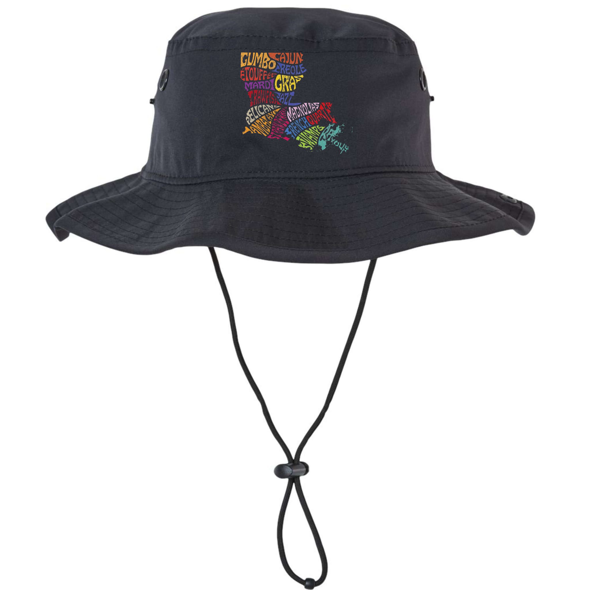 Louisiana State Map Mardi Gras Bucket Hat