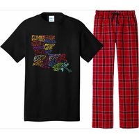 Louisiana State Map Mardi Gras Pajama Set