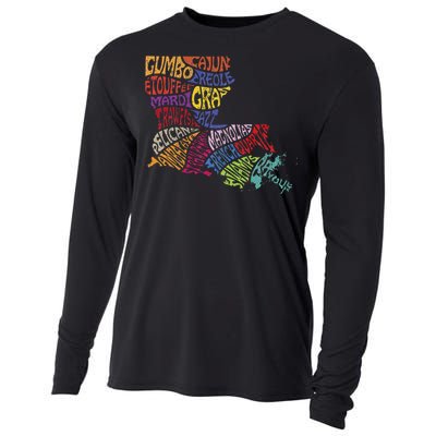 Louisiana State Map Mardi Gras Cooling Performance Long Sleeve Crew