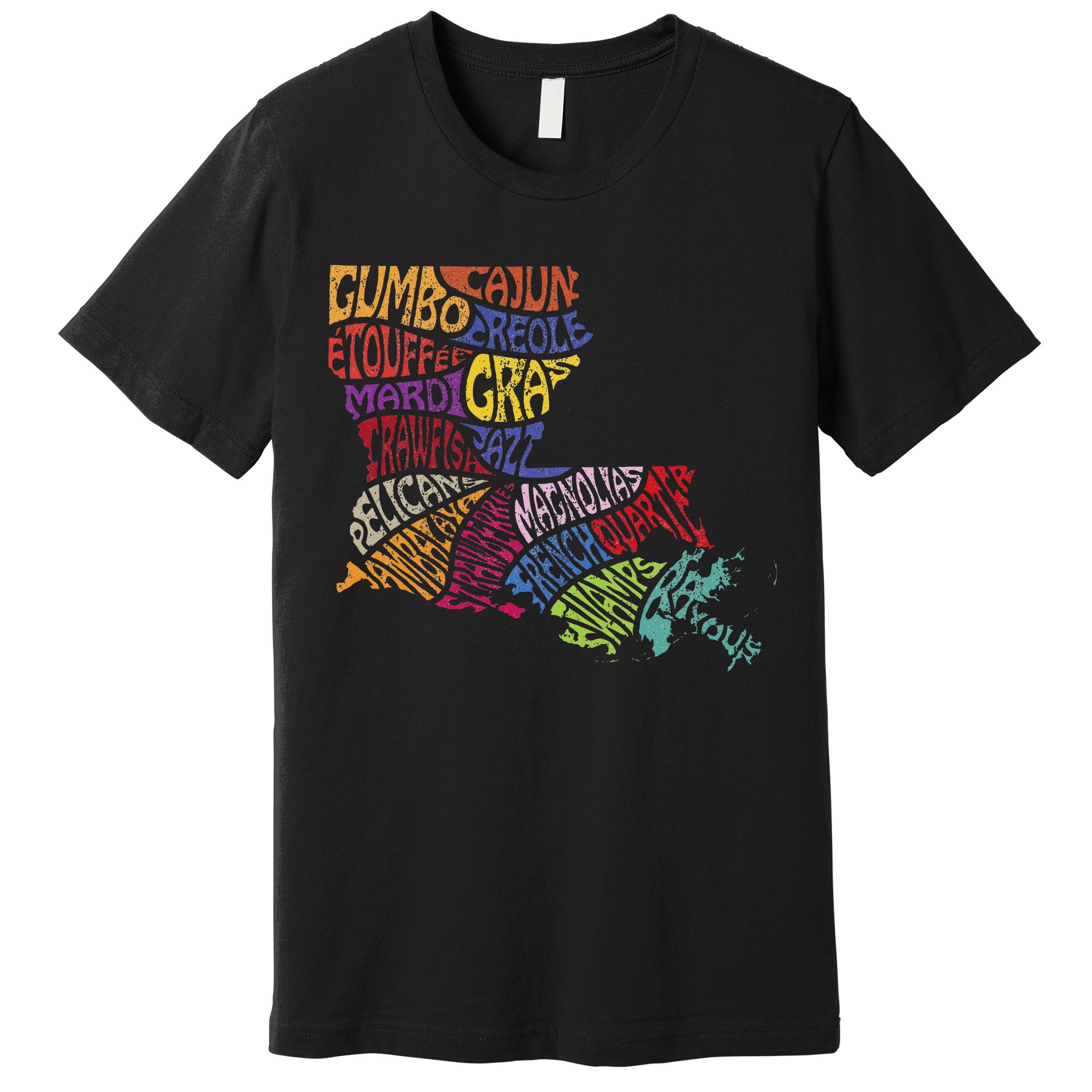 Louisiana State Map Mardi Gras Premium T-Shirt