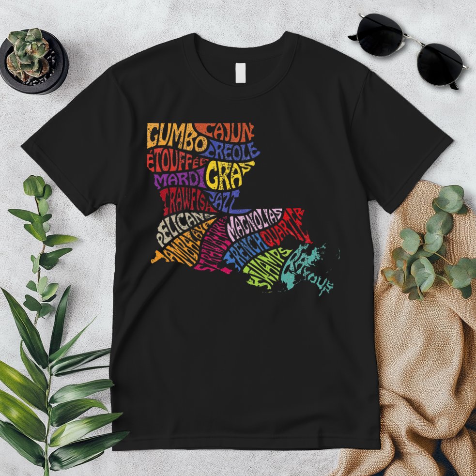 Louisiana State Map Mardi Gras Premium T-Shirt