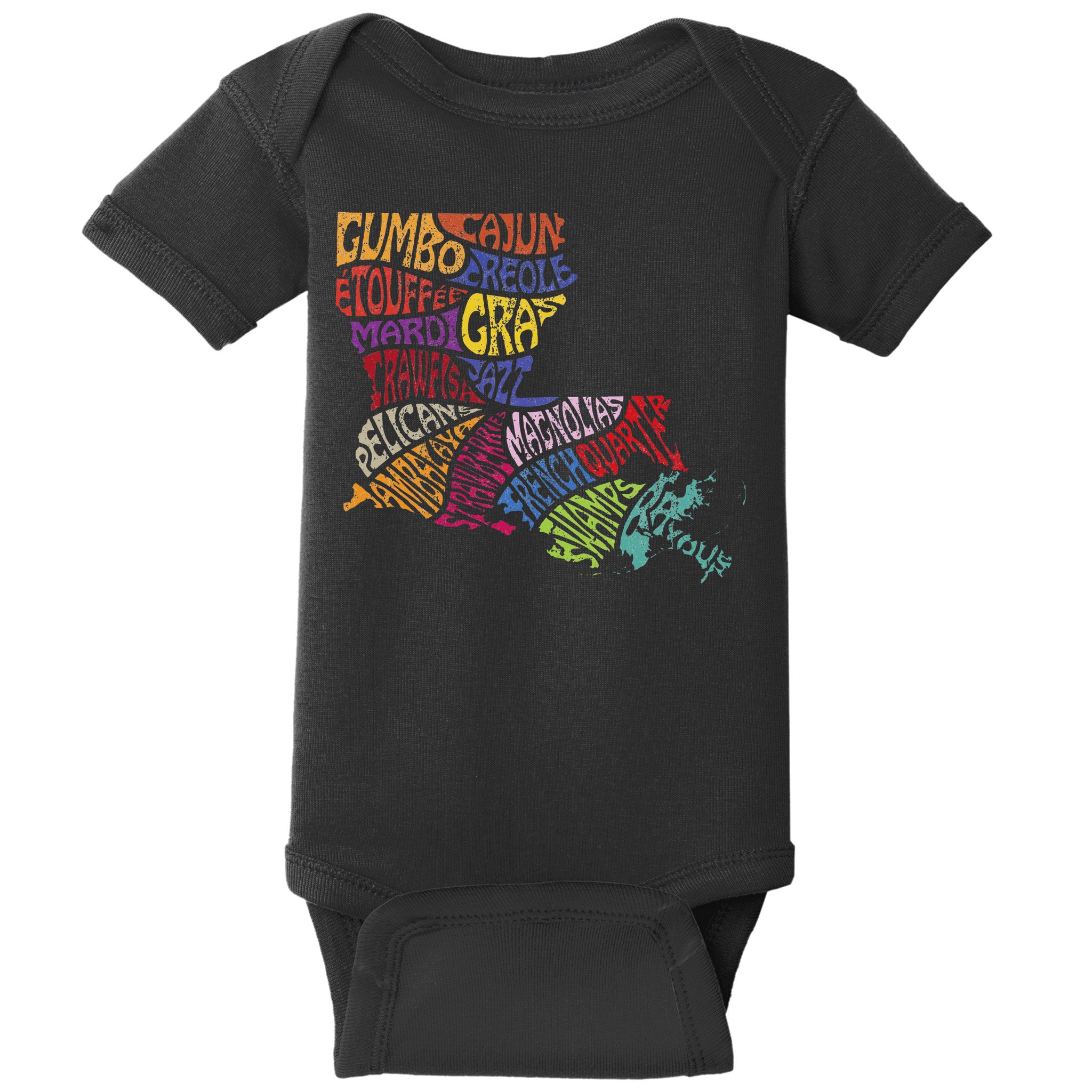 Louisiana State Map Mardi Gras Baby Bodysuit