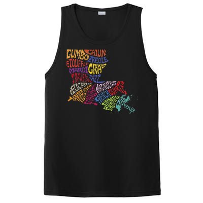 Louisiana State Map Mardi Gras PosiCharge Competitor Tank