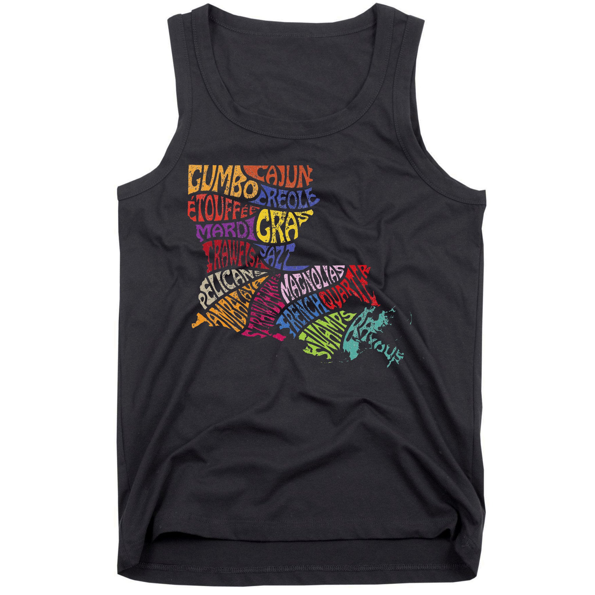 Louisiana State Map Mardi Gras Tank Top
