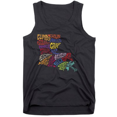 Louisiana State Map Mardi Gras Tank Top