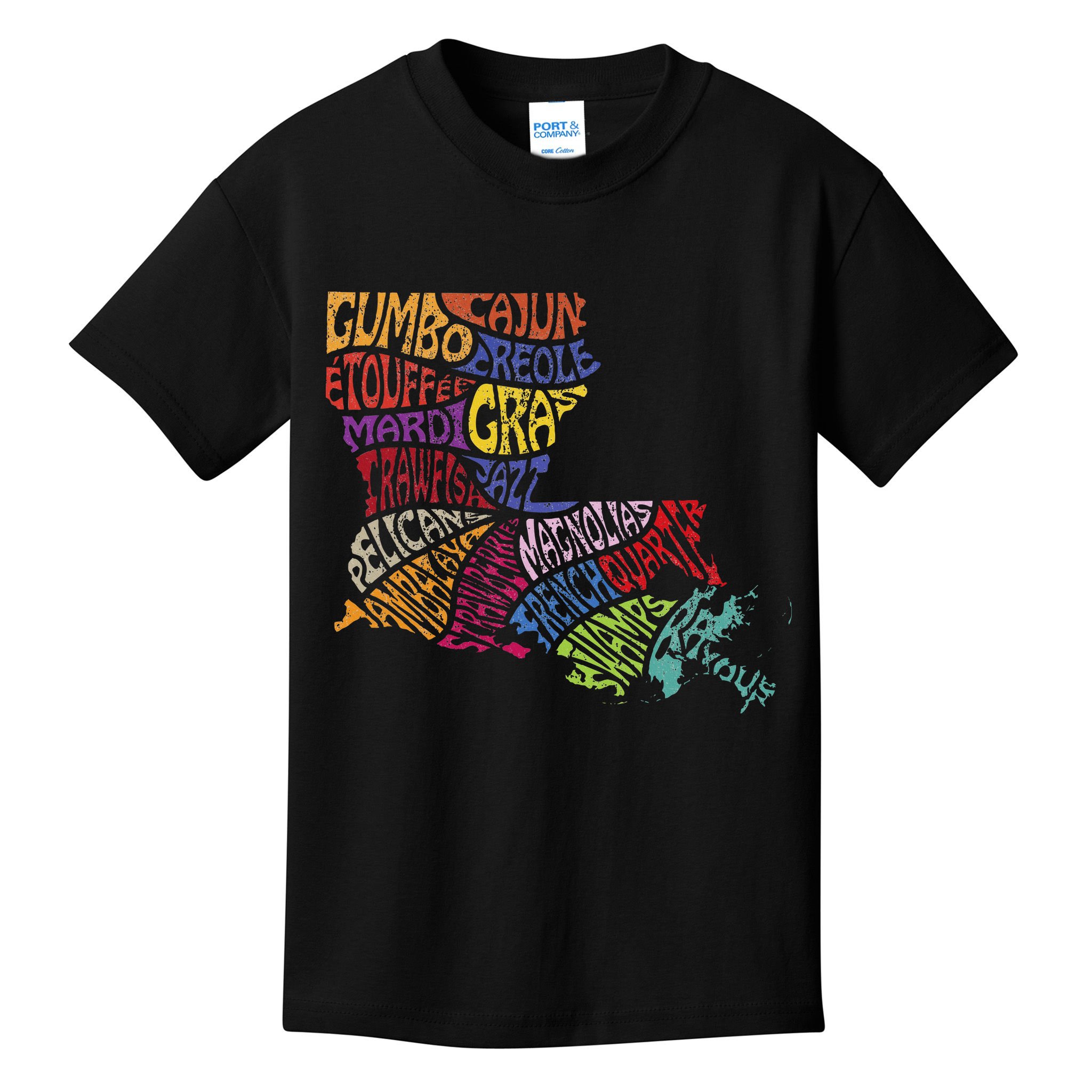 Louisiana State Map Mardi Gras Kids T-Shirt
