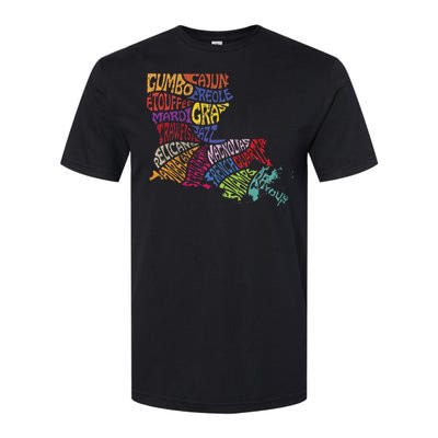 Louisiana State Map Mardi Gras Softstyle CVC T-Shirt