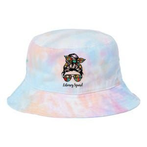 Library Squad Messy Bun Teacher Book Lovers Librarian Funny Tie Dye Newport Bucket Hat