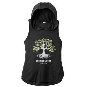 Lahaina Strong Maui Hawaii Old Banyan Tree Ladies PosiCharge Tri-Blend Wicking Draft Hoodie Tank