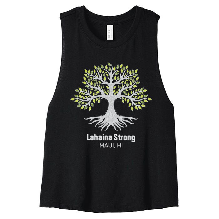 Lahaina Strong Maui Hawaii Old Banyan Tree Women's Racerback Cropped Tank