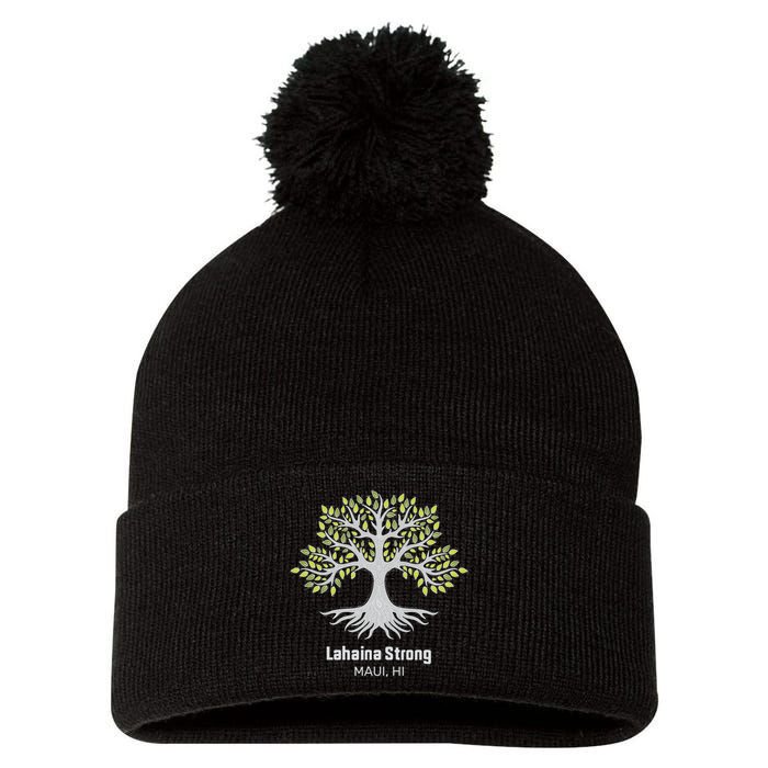 Lahaina Strong Maui Hawaii Old Banyan Tree Pom Pom 12in Knit Beanie