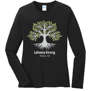 Lahaina Strong Maui Hawaii Old Banyan Tree Ladies Long Sleeve Shirt