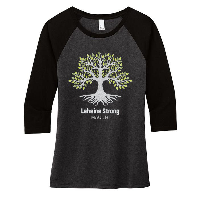 Lahaina Strong Maui Hawaii Old Banyan Tree Women's Tri-Blend 3/4-Sleeve Raglan Shirt