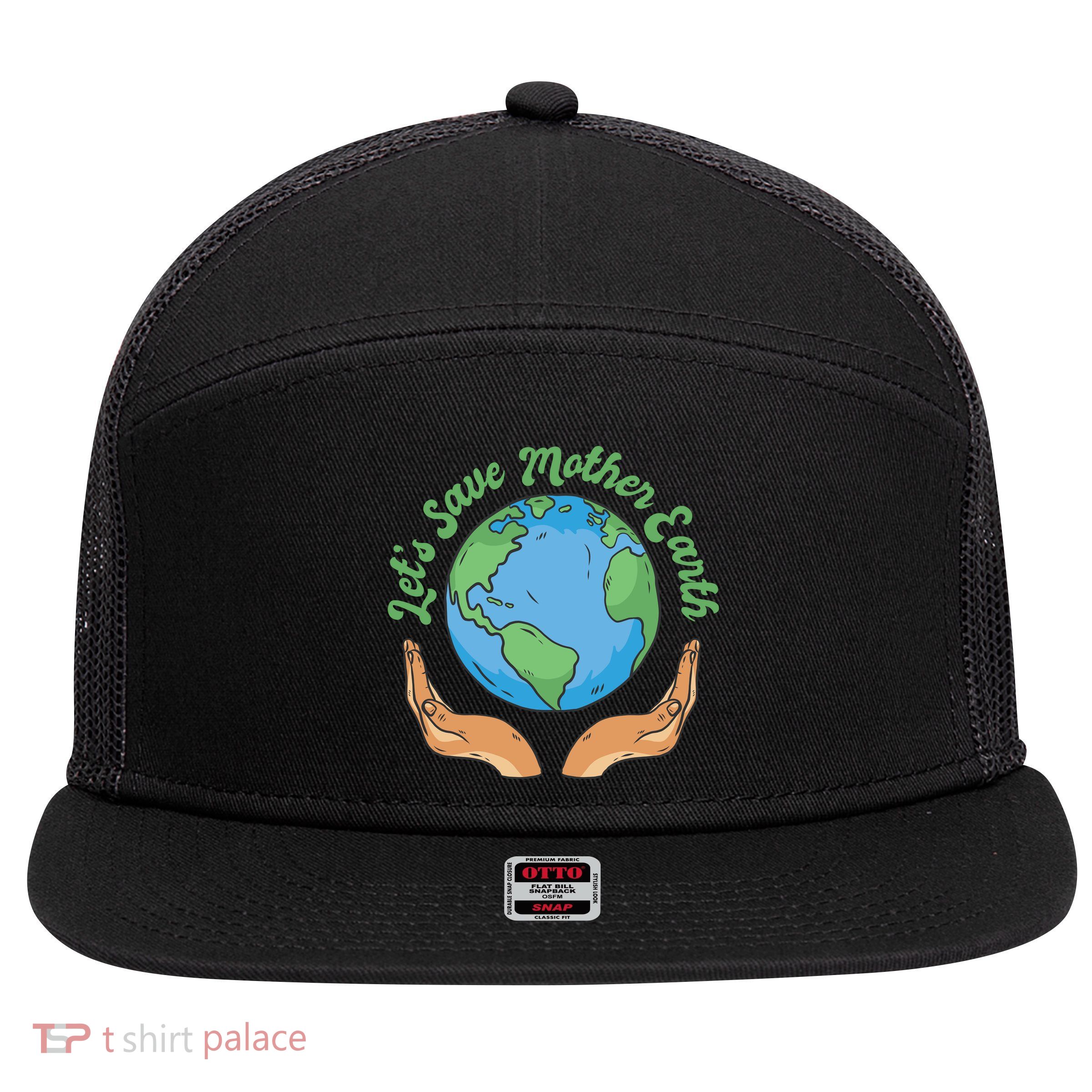 Let's Save Mother Earth 7 Panel Mesh Trucker Snapback Hat