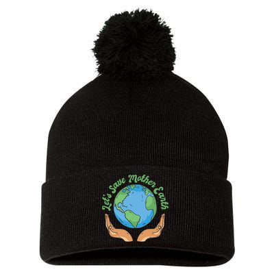 Let's Save Mother Earth Pom Pom 12in Knit Beanie