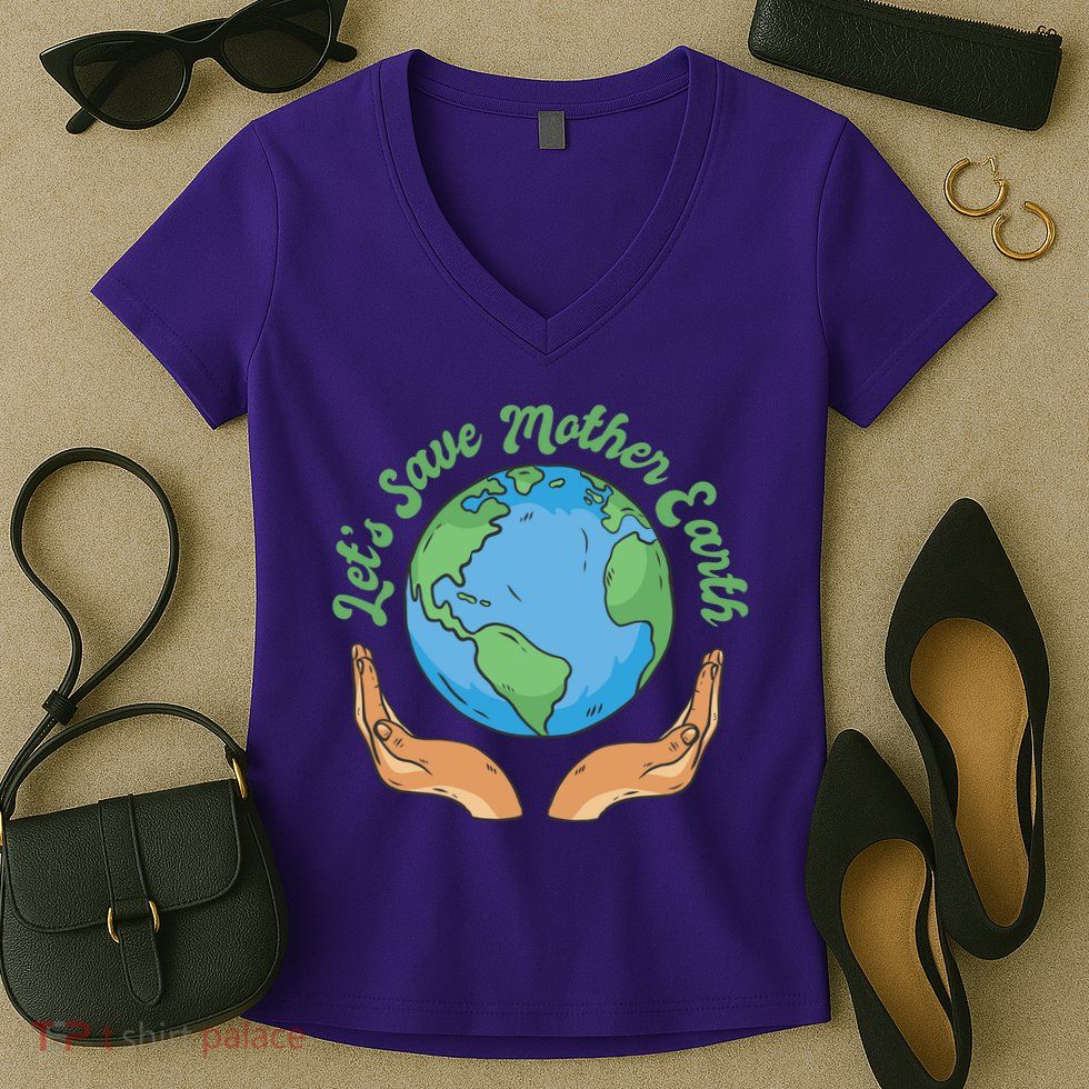 Let's Save Mother Earth Women's V-Neck T-Shirt